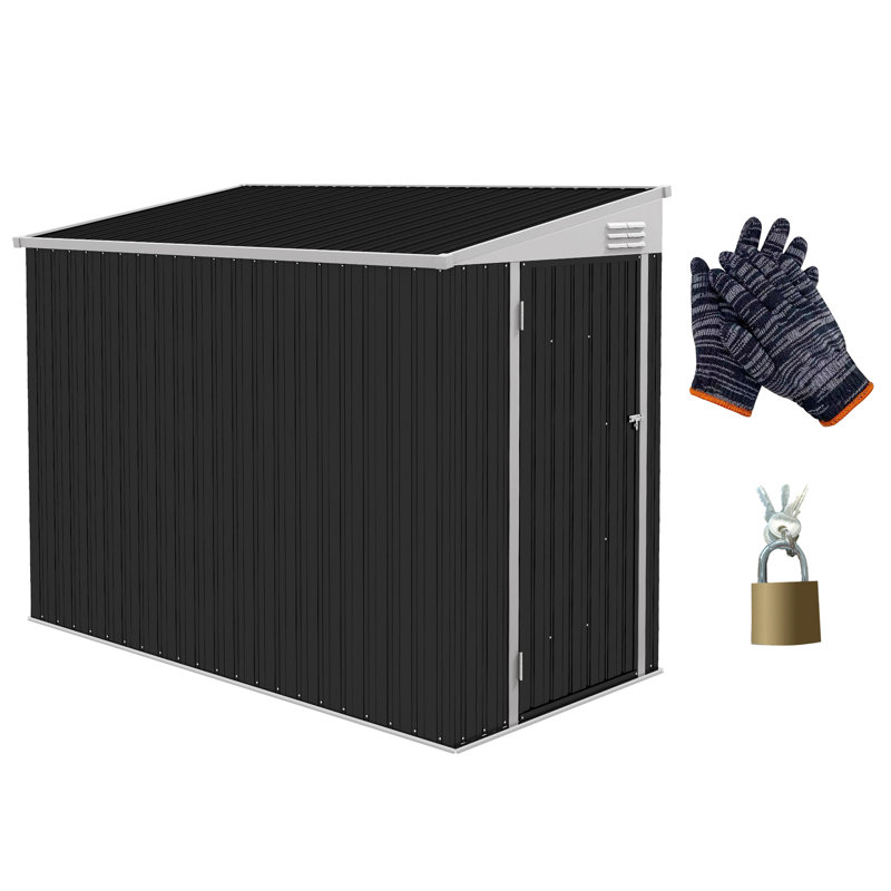 Metal Outdoor Storage Shed, Lean To Storage Shed, Garden Tool Storage House With Lockable Door And 2 Air Vents For Backyard, Patio, Lawn