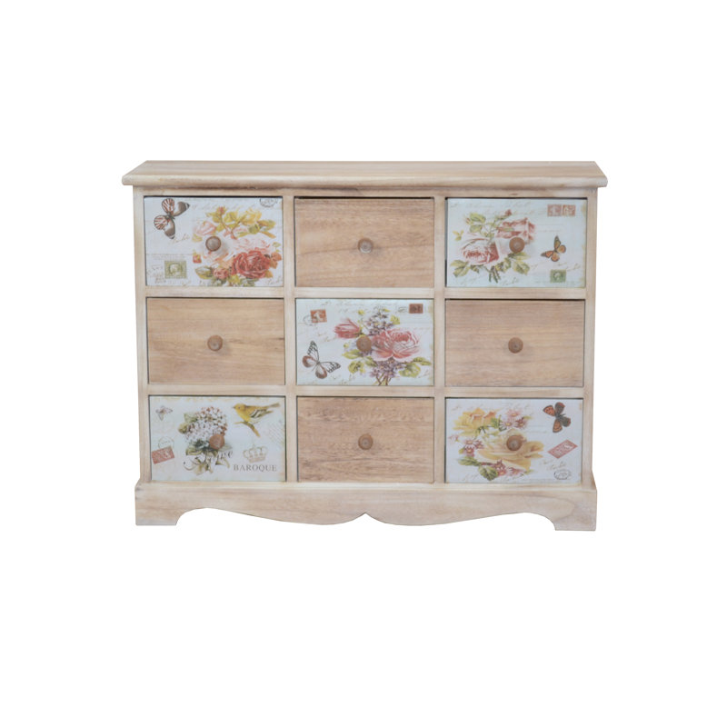 Bussell 80cm W 9 - Drawer Chest of Drawers, Natural colours
