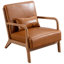 Solid Wood Accent Chair with Lumbar Pillow & Toss Cushion, Linen-Blend Armchair with Square Arms, Mid-Century Lounge Chair for Living Room & Bedroom-154769242
