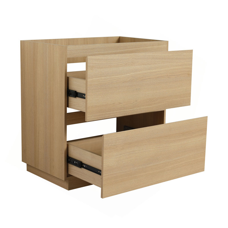 Meuble-lavabo de salle de bain 30 po sans lavabo, meuble-lavabo de salle de bain encastré moderne avec double tiroir, meuble-lavabo de salle de bain autoportant, bois d'ingénierie, chêne