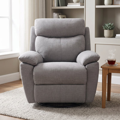 Fauteuil inclinable et pivotant, fauteuil inclinable manuel en tissu, fauteuil pivotant et pivotant à 360 degrés pour chambre d'enfant, gris clair