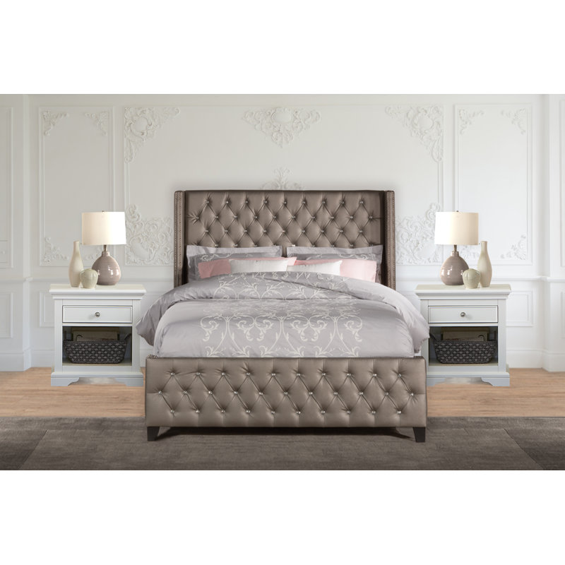 Munniks Vegan Leather Wingback Bed, Queen