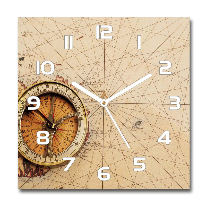 Glass Wall Clock, Beige/Brown/White