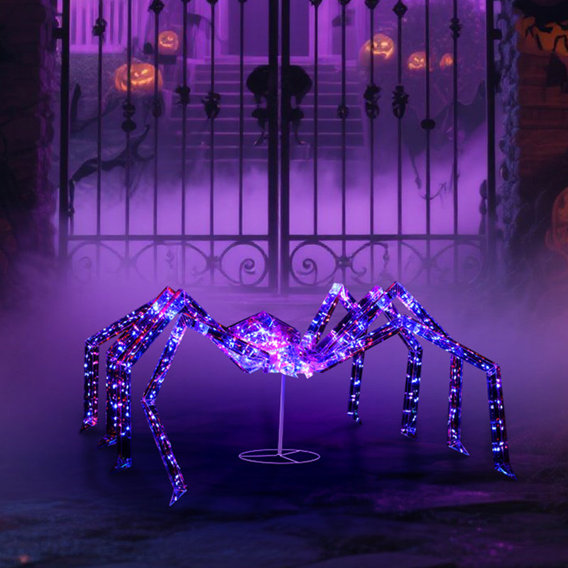 Araignée lumineuse d'Halloween de 90 cm avec 340 lumières - Décoration extérieure