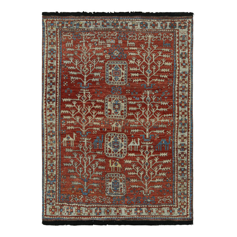 Burano Hand Knotted Wool Geometric Area Rug, Rectangle 6' x 8'