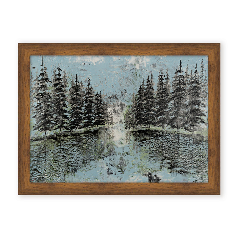 Nature Inspired "Evergreen Reflection" Canvas Wall Art By Karen Biery, 12" H x 16" W, Framed Print, White