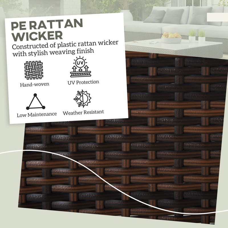 Wicker Outdoor Ottoman Set of 2, Outdoor Footstools for Patio with Removable Cushions, 3-in-1 PE Rattan Ottoman Seat, Footrest and Side Table for Backyard, Poolside