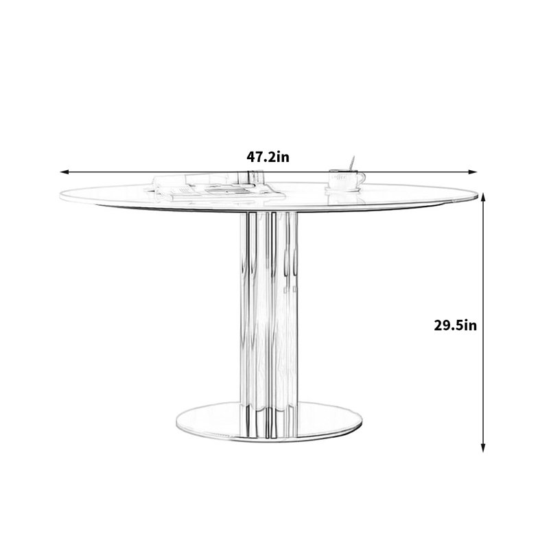 Table de salle à manger Rock, H 29,5 po x L 47,2 po x l 47,2 po