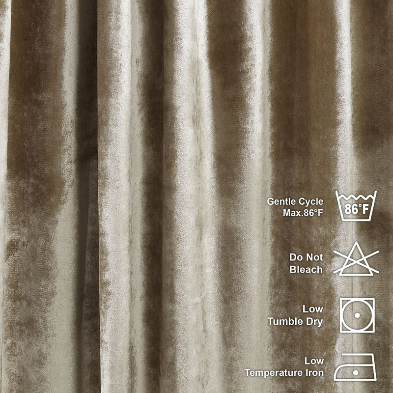 Velvet Semi-shee Single Curtain Panel, Beige, 65cm Width x 375cm Drop