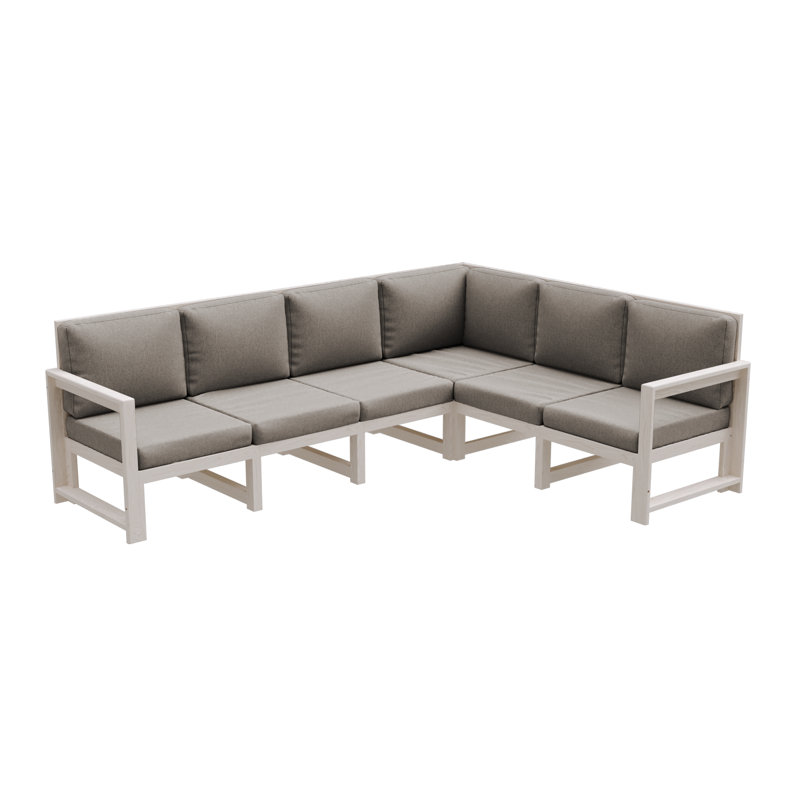 Jaquana 433cm Wide Pine Garden Sofa with Cushions, Platinum, White