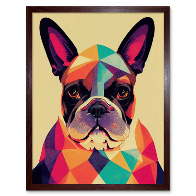 Vibrant Colourful Geometric French Bulldog - Print