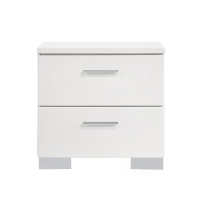 2-Drawer Nightstand In White High Gloss Finish