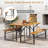  2PCS Table Bench Set for Picnic Table & Loveseat w/Acacia Wood Top Metal Legs