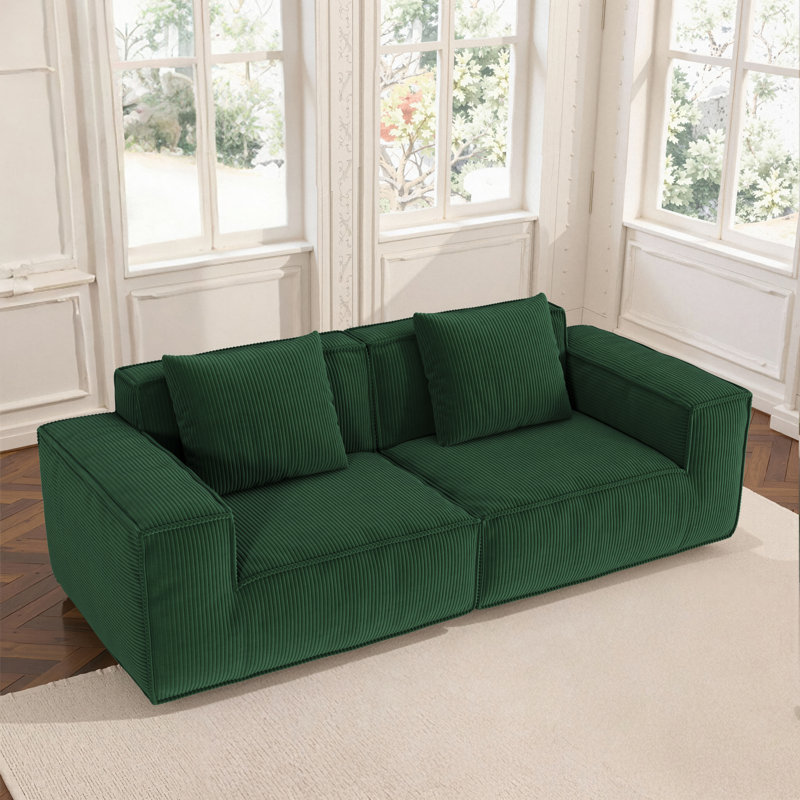 Canapé modulaire convertible en canapé-lit surdimensionné en velours côtelé doux, Vert