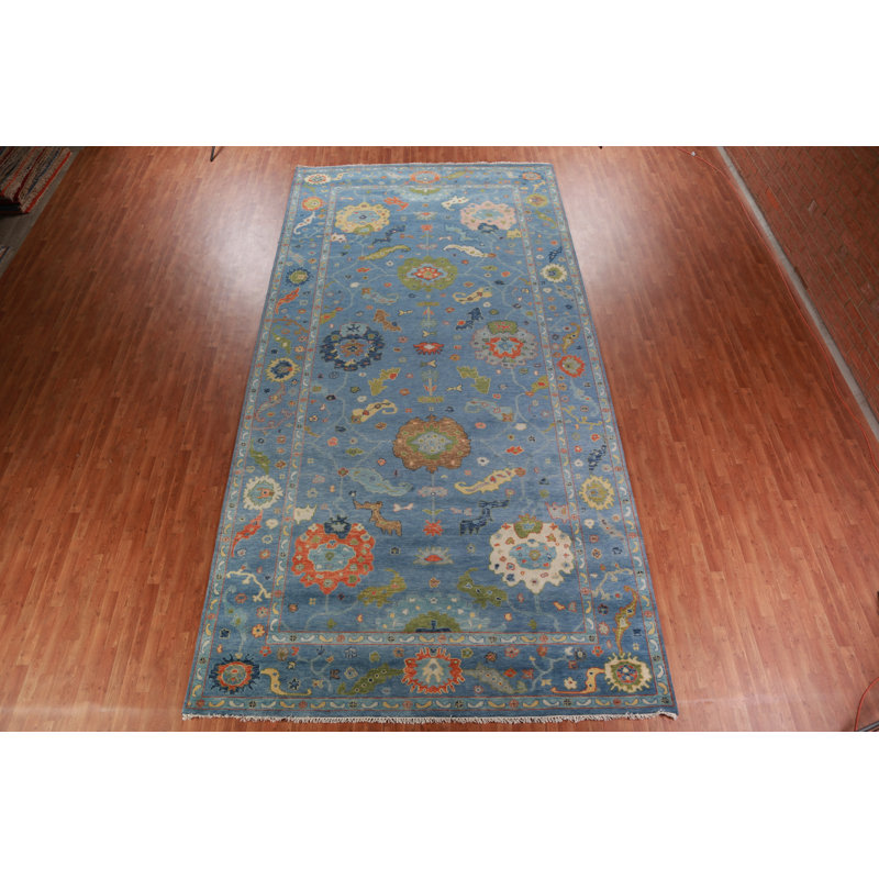 Tapis bleu All-Over Oushak 9 x 18