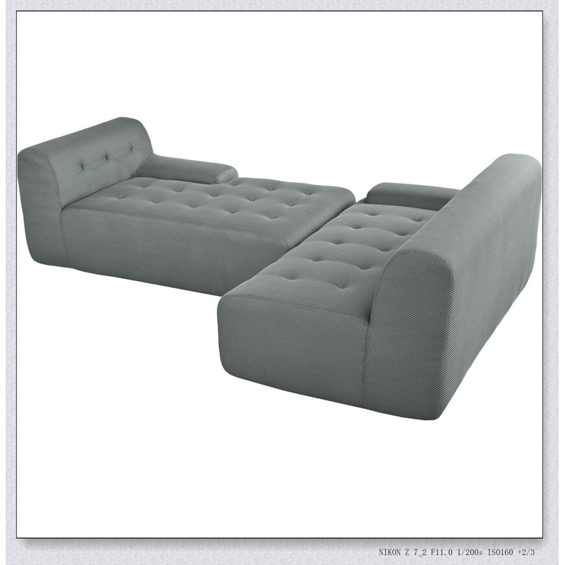 Grand canapé modulaire moderne en forme de L, style minimaliste avec sièges confortables et options de configuration polyvalentes