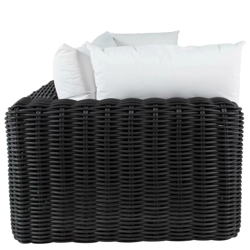 Montecito N-Dura Resin Wicker Outdoor Sofa - Onyx, Verona Fossil, No