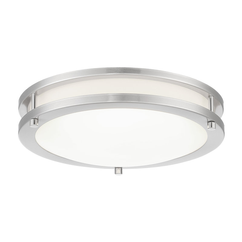 Plafonnier encastré 1 lumière DEL Aston, Nickel brossé, H 3,13 po x l 11,75 po x P 11,75 po