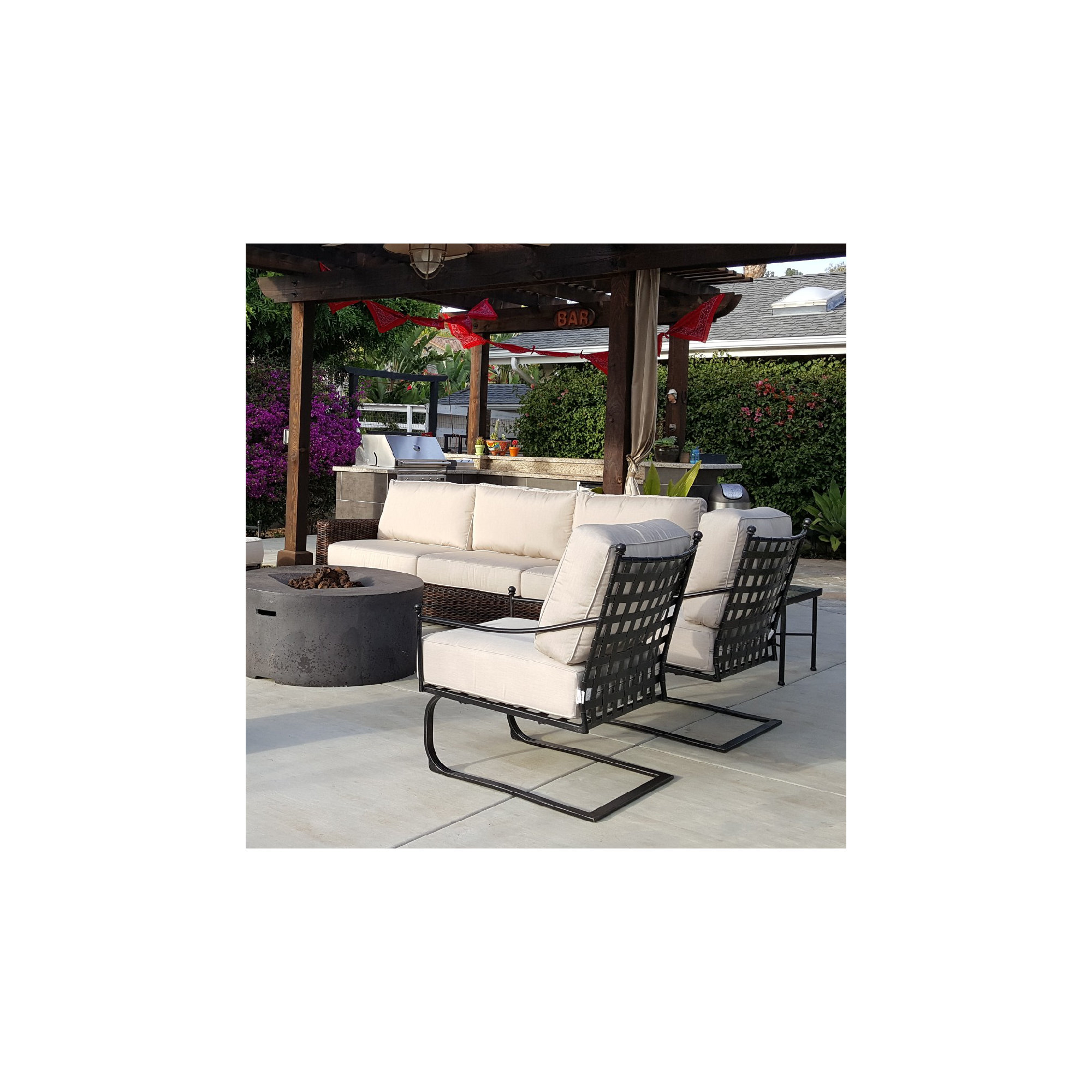Lucier Patio Chair with SunbCushions, Canvas Flax Sunbrella® Canvas