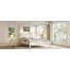 Grand lit plateforme à baldaquin en bois avec tête de lit et pieds de support, blanc crème
