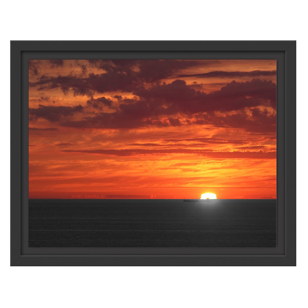 See bei Sonnenuntergang Gerahmter Fotokunstdruck