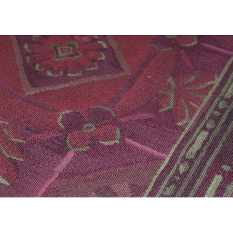 Hand-Knotted High-Quality Red and Green Area Rug