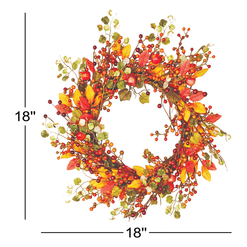 Couronne d'automne 18 po avec baies et feuillage