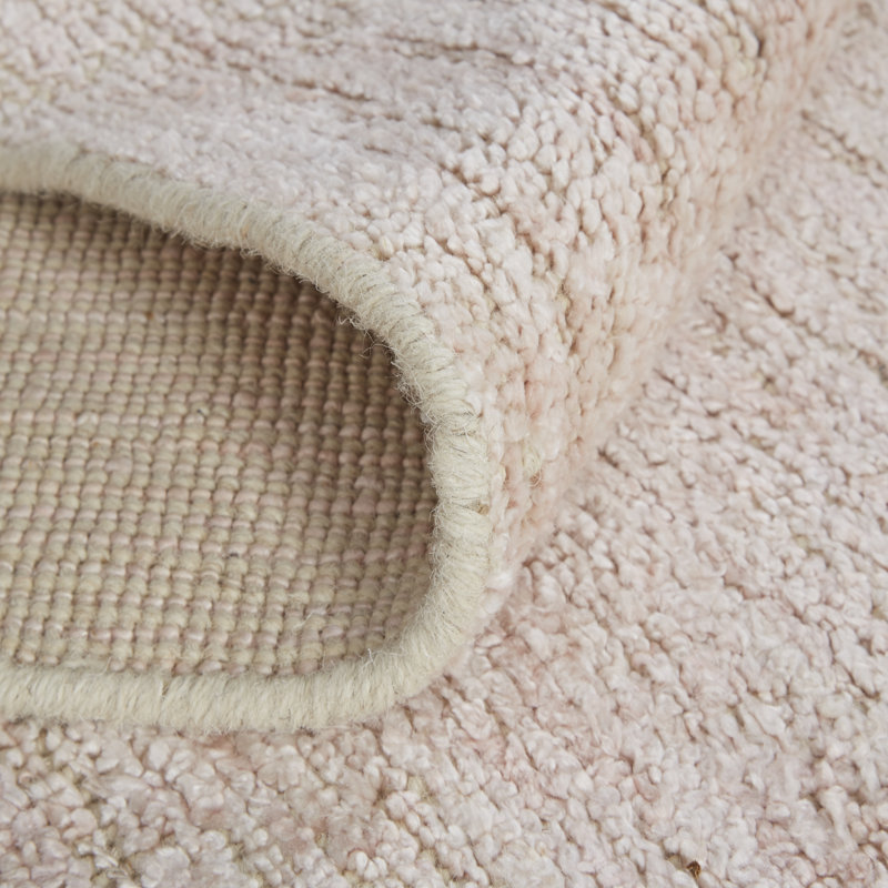 Tapis rose en coton / laine noué à la main Daouda, Rectangle de 5 pi x 8 pi