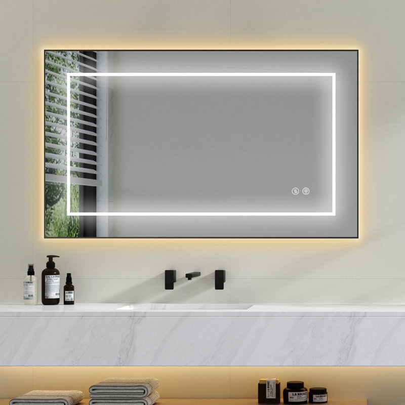 40''X24'' Rectangle LED Wall Mirror Vanity Light Mirror Anti Fog