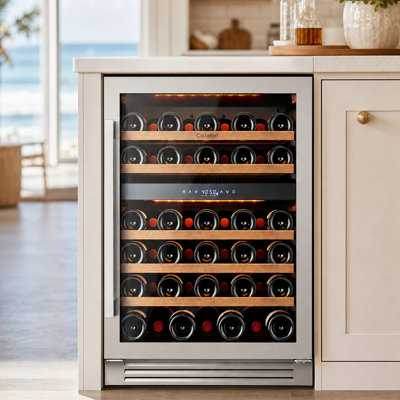 24“ 52 Bottle Dual Zone Wine Refrigerator Built-in/Freestanding Wine Cooler 40°F- 65°F 3-LED Light Automatic Defrost Undercounter Wine Fridge 