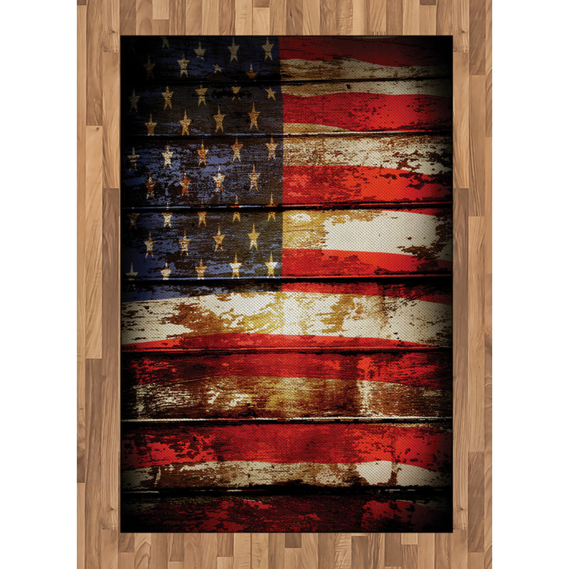American Flag High Density Long Fiber Poly Threads Decorative Area Rug Carpet, Rectangle 4' x 5'8"