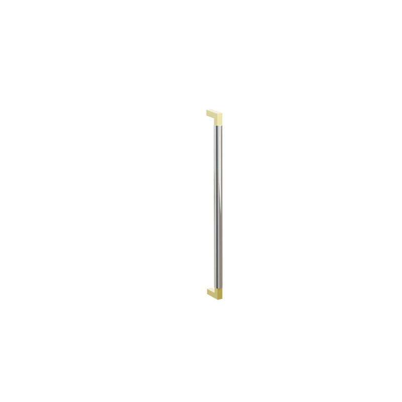 Poignée en verre Emtek Select dos à dos 18 po L-Square, Laiton non laqué / nickel poli