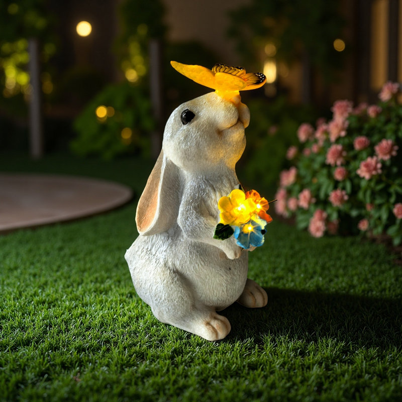 Statue solaire de lapin de Pâques pour l'extérieur