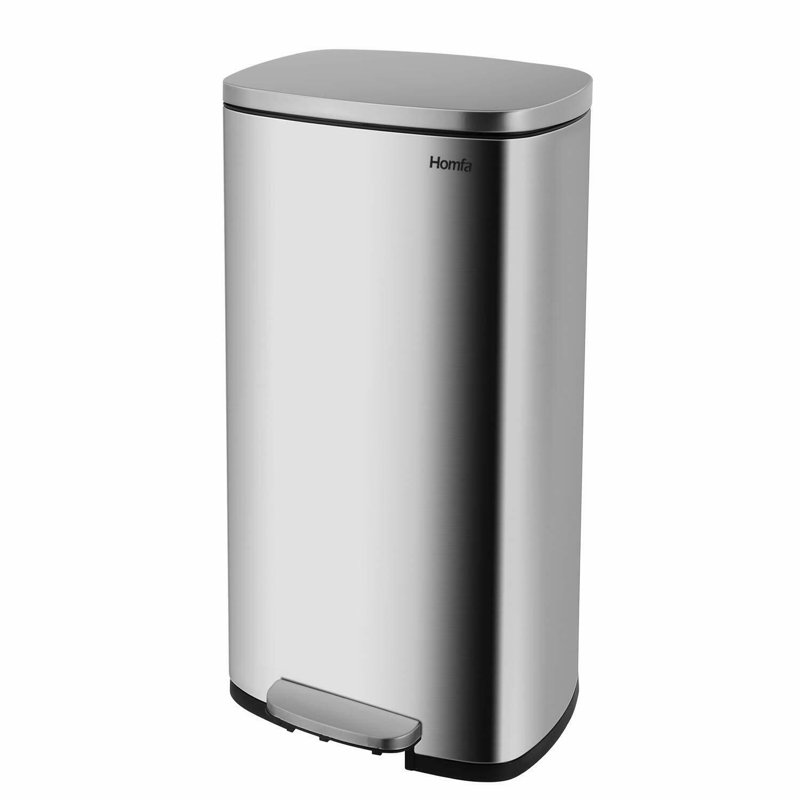 Steel Kitchen Trash Can, Silver, 30