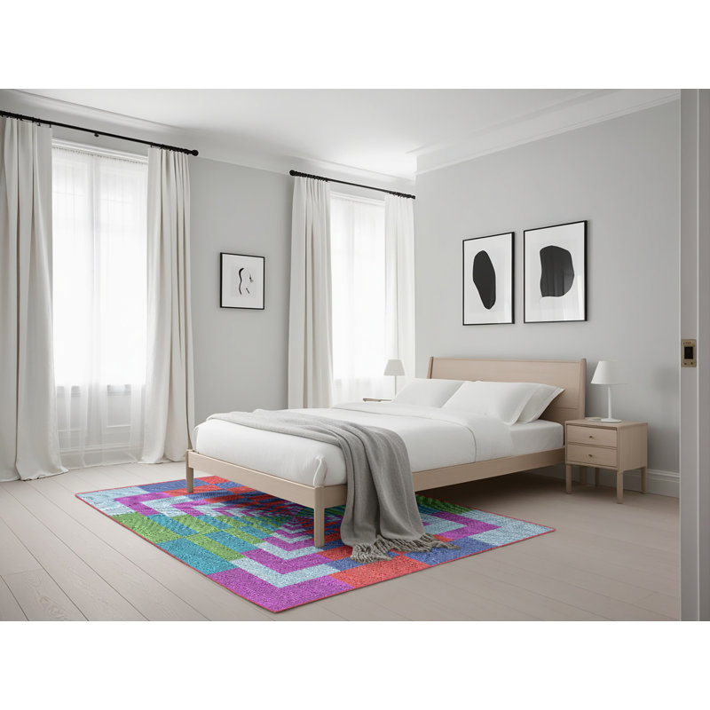 Tapis rose/vert/rouge à motifs Idylwood, Rectangle 5 pi x 7 pi