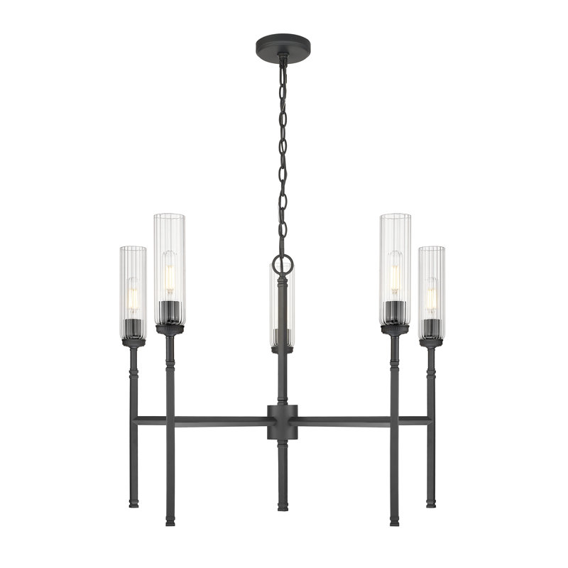 Lustre 5 lumières noir mat Granton, Noir mat