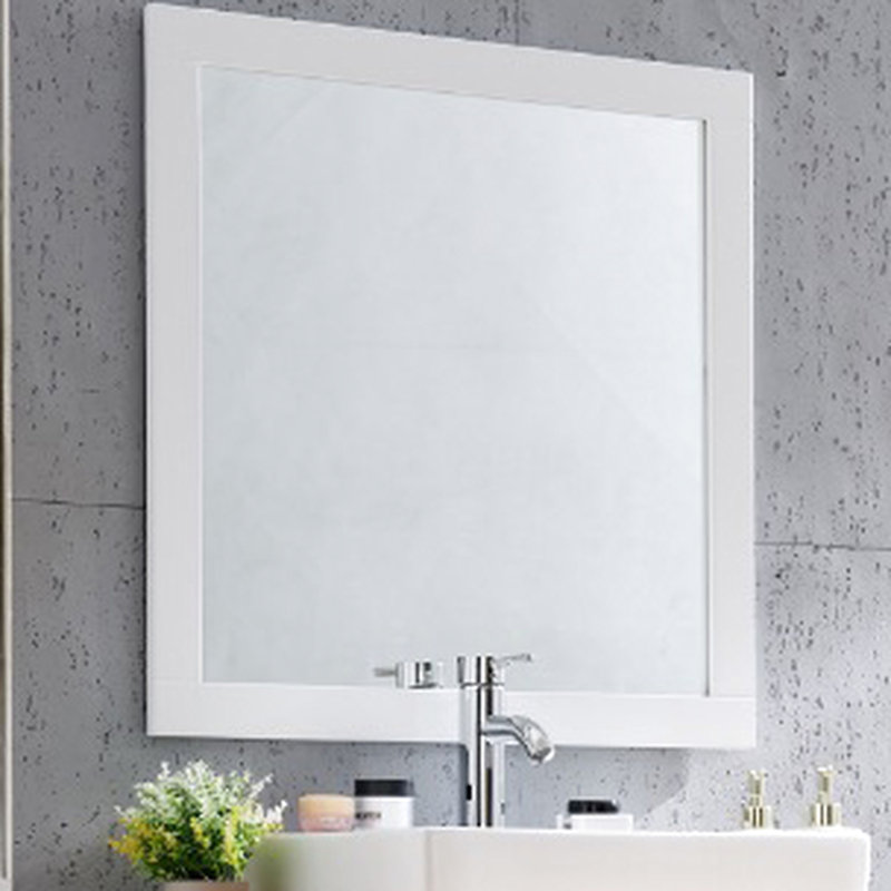 Miroir de salle de bain carré blanc mat 32 pouces, design distinctif et tracas - Installation facile