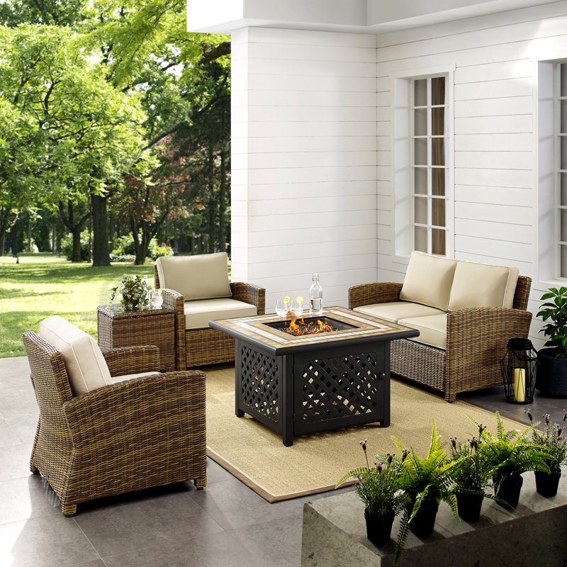 4 - Person Patio Conversation Set with Cushions, Sand