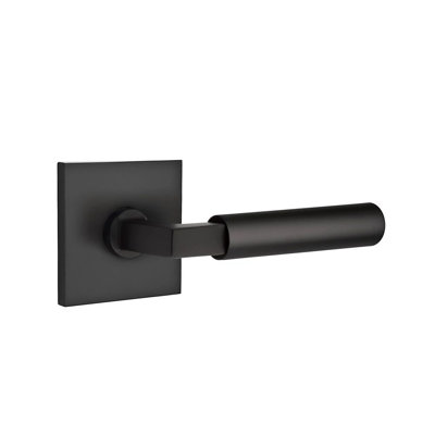 Mortaise intérieure Emtek Select avec rosette carrée et tige carrée en L, levier lisse