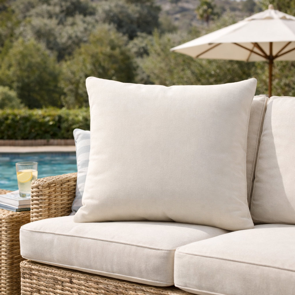 Indoor/Outdoor Throw Pillow, Square 24", Canvas Natural Sunbrella® Canvas