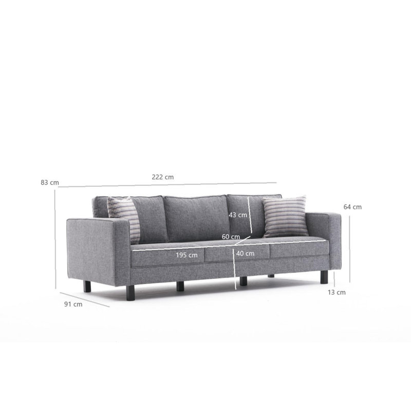 Canapé rembourré Breaanna, Mélange de polyester gris
