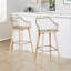 Tabouret de bar à hauteur fixe en bois blanchi et cuivre antique avec repose-pieds carré