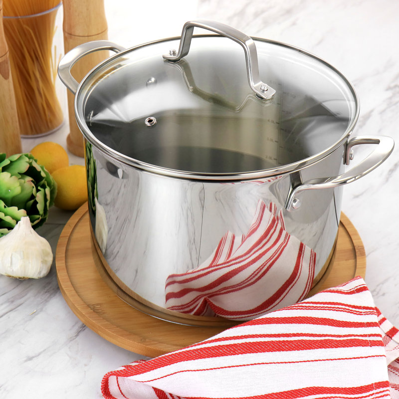 8 Quart Stainless Steel Dutch Oven with Tempered Glass Lid