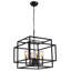 Suspension carrée moderne à 4 lumières, style ferme, avec chaîne de suspension ajustable, noire et dorée.-190382495
