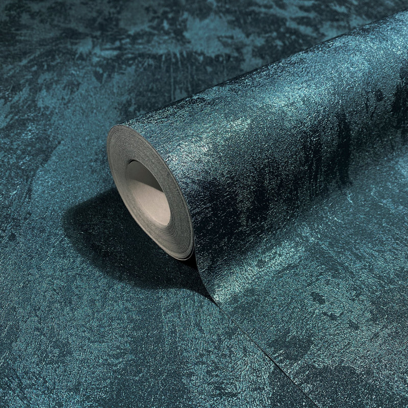 Textures Collection Structure Texture Sheen Finish Wallpaper Roll, Turquoise