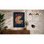 Pizza Under Stars Retro - Framed Print-618105236-618105235