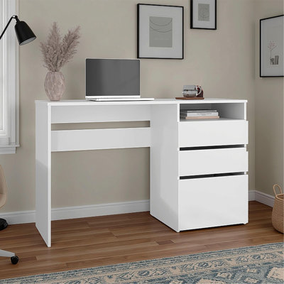 Bureau d'écriture blanc à 3 tiroirs
