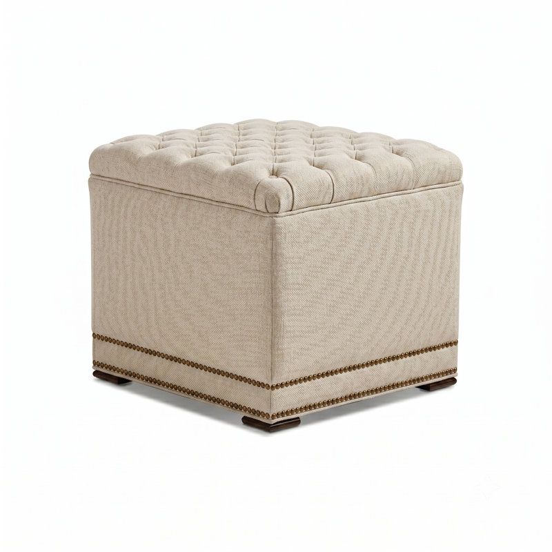 Lulu Tufted Ottoman, Dreamy Seasalt