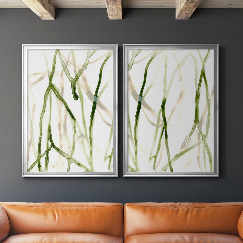 Runnel VII - Toile encadrée de qualité supérieure - prête à être accrochée, H 61 po x l 42,5 po x P 2,5 po, Argent