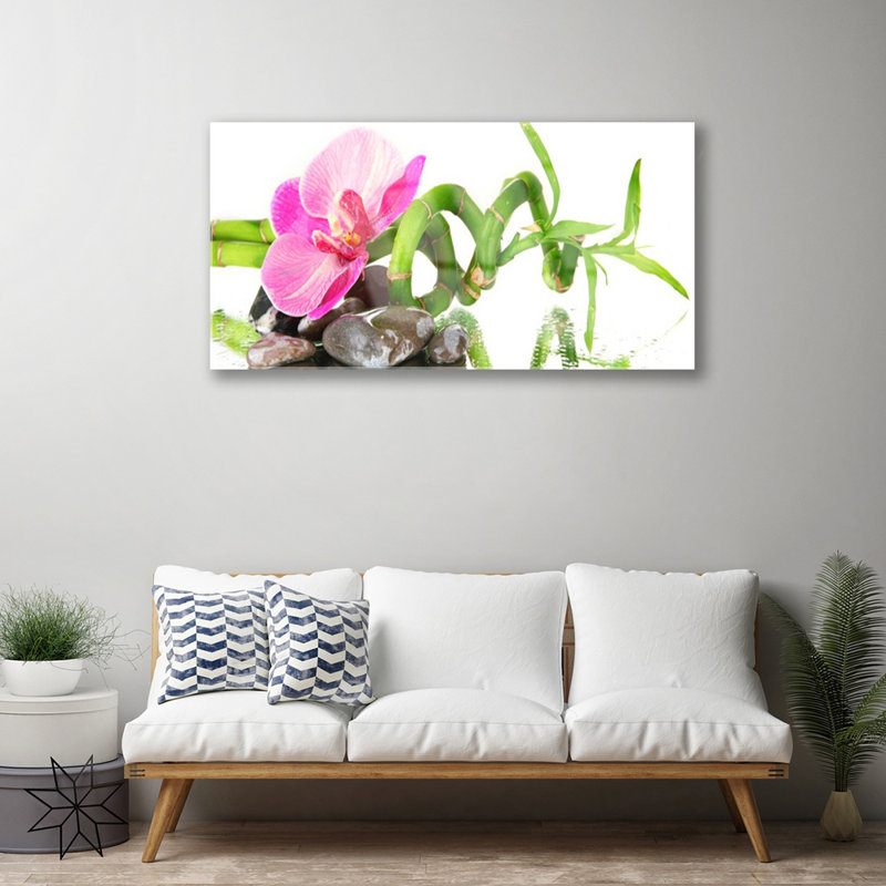 Glass Print Wall Art 100X50cm Image Printed On Glass Decorative Wall Picture Behind Toughened / Tempered Safety Real Glass For Kitchen & Living Room Theme: Flower Floral